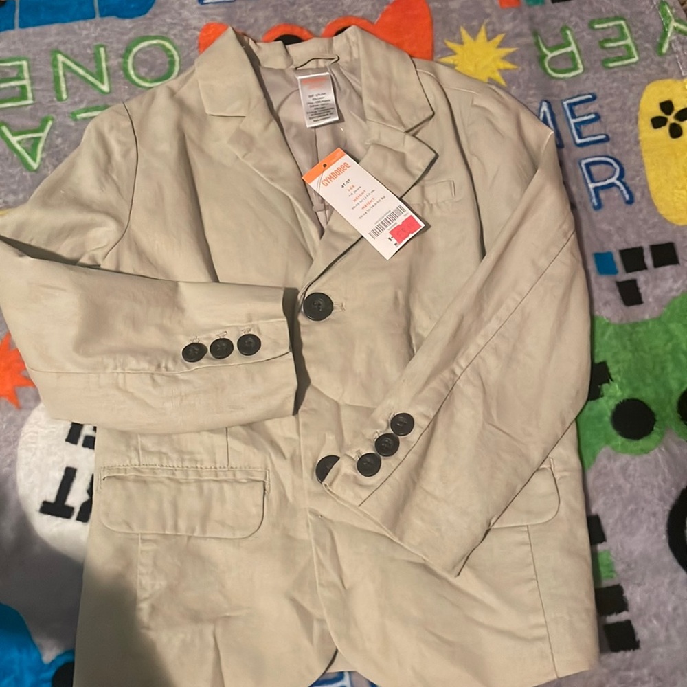 (Jr’s clothes) tan blazer never worn